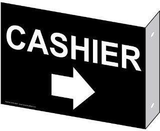 Cashier With Right Arrow Sign NHE 9645Proj WHTonBLK Information  Business And Store Signs 