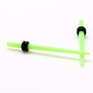 14G ~ 1.6mm ~ Green Neon Acrylic Ear Taper & Stretcher Ear Gauge Ear Plugs ~ Sold as a Pair Jewelry
