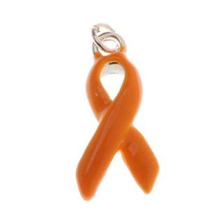 Silver Plated Orange Enamel Awareness Ribbon Charm 18mm (1)