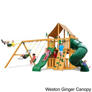 Gorilla Playsets Mountaineer Clubhouse Deluxe Swing Set and Amber Posts Gorilla Playsets Swing Sets
