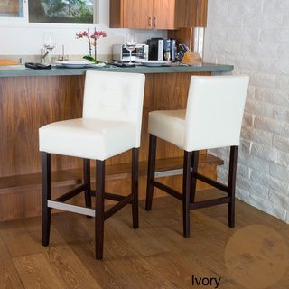 Christopher Knight Home Tate Tufted Leather Back Bar Stools (Set of 2) Christopher Knight Home Bar Stools
