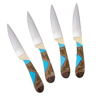 Santa Fe Stoneworks Painted Desert Pattern Steak Knives, 4" Blade, Set of Four Kitchen & Dining