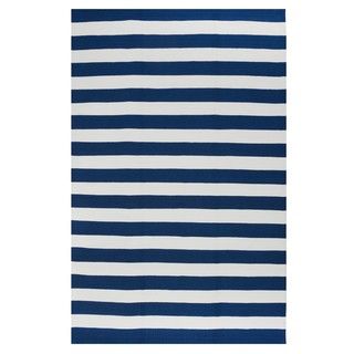 Indo Hand woven Nantucket Blue/ White Striped Contemporary Rug (3' x 5') 3x5   4x6 Rugs