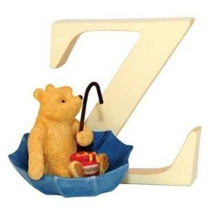 Classic Pooh Classic Winnie The Pooh   Alphabet Letter Z   Pooh In Umbrella   Collectible Figurines