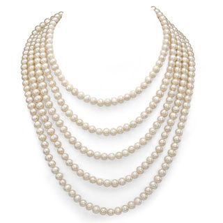 DaVonna White FW Pearl 100 inch Endless Necklace (5 6 mm) DaVonna Pearl Necklaces