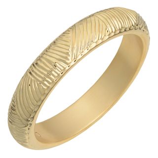 Oro Forte 14 Karat Yellow Gold Engraved Diamond cut Bangle Gold Bracelets