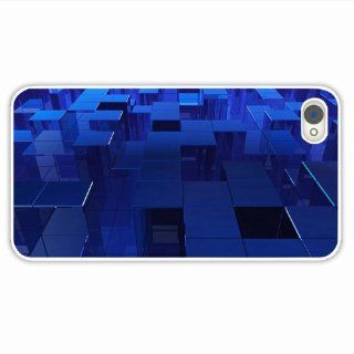 Custom Make Iphone 4 4S 3D Cubes Set Neon Light Of Beautiful Present White Cellphone Skin For Guays Cell Phones & Accessories