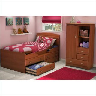 South Shore Imagine Kids Twin Captain's Bed 2 Piece Bedroom Set in Morgan Cherry Finish   3576214 2PKG