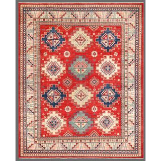 Afghan Hand knotted Kazak Red/ Ivory Wool Rug (8' x 10'2) 7x9   10x14 Rugs