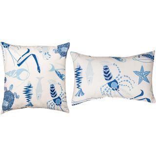 Nautical Fish Tale Harbor Decorative Pillows (Set of 2) Throw Pillows
