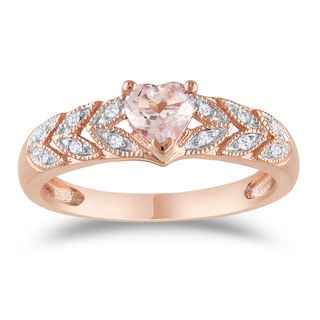 Miadora 10k Pink gold Pink Morganite and Diamond Accent Ring Miadora Gemstone Rings