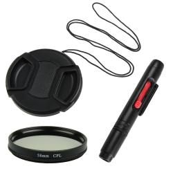 Polarizing Lens Filter/ Cap/ Cleaning Pen for Canon VIXIA HF/ G10/ S30 Eforcity Lenses & Flashes