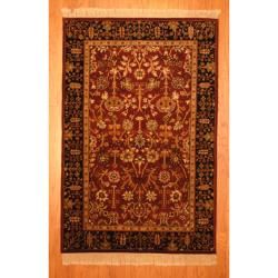 Indo Hand knotted Mahal Burgundy/ Black Wool Rug (4' x 6') 3x5   4x6 Rugs