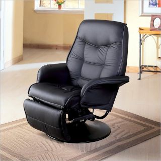 Coaster Furniture Leatherette Swivel Recliner Chair in Black   7501