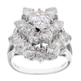 14k White Gold 3ct TDW Diamond Ballerina Estate Ring (H I, VS1 VS2) Estate and Vintage Rings