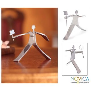 Recycled Aluminum 'Flower for My Love' Sculpture (Peru) Novica Statues & Sculptures