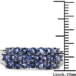 Malaika 10k White Gold Genuine Tanzanite 3 row Ring Malaika Gemstone Rings