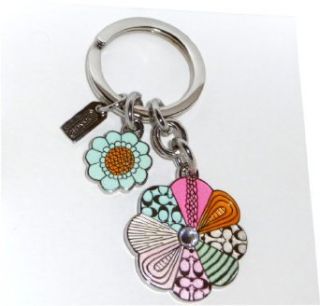 COACH Pave Crystal Signature Patchwork Daisy AND Sunflower Keychain Keyring w/ Charms Style 92862 Clothing