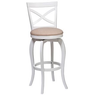 'Ellendale' Soft White Curved Cross back Stool Hillsdale Bar Stools