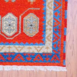Indo Hand Knotted Kazak Red/Ivory Traditional Geometric Pattern Wool Rug (3' x 5') 3x5   4x6 Rugs