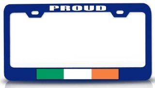 PROUD IRISH Country Flag Steel Metal License Plate Frame Bu. # 33 Automotive
