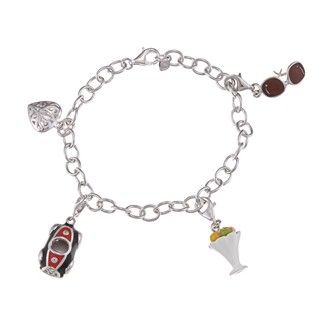 Sterling Silver Sports Car and Sundae Charm Bracelet Sterling Silver Bracelets