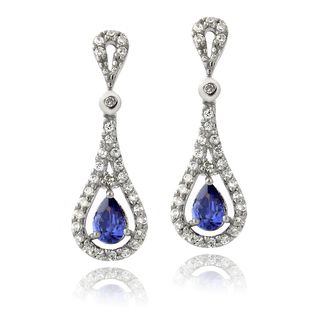 Icz Stonez Sterling Silver Blue Cubic Zirconia Teardrop Earrings ICZ Stonez Cubic Zirconia Earrings
