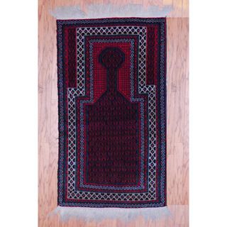 Afghan Hand knotted Tribal Balouchi Red/ Green Wool Rug (2'9 x 5') 3x5   4x6 Rugs