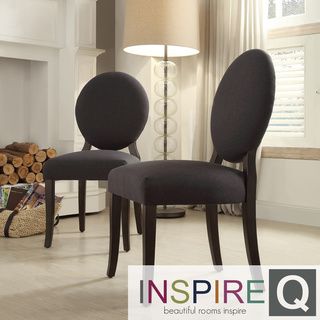 INSPIRE Q Paulina Dark Grey Fabric Round Back Dining Chair (Set of 2) INSPIRE Q Dining Chairs