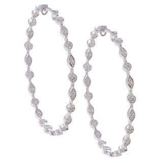 Sterling Silver Diamond Accent Hoop Earrings Moise Diamond Earrings