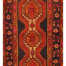 Persian Hand knotted Navy/ Red Hamadan Wool Rug (4' x 13'4) Runner Rugs
