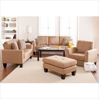 Southern Enterprises Carlton 4 Piece Sofa Set in Mocha Microfiber   UP4046