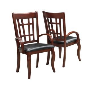 Dark Cherry and Leatherette Armchairs (Set of 2) Dining Chairs