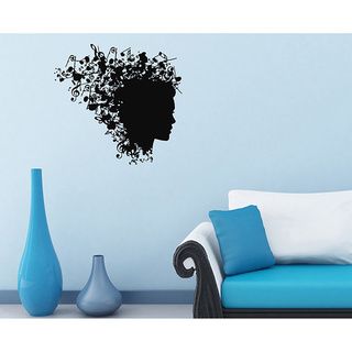 Girl with Musical Notes in Hair Vinyl Wall Decal Vinyl Wall Art