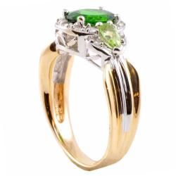 Michael Valitutti 14k Gold Imperial Diopside, Peridot and 1/6ct TDW Diamond Ring (I J, I1 I2) Michael Valitutti Gemstone Rings