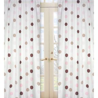 Pink and Brown Mod Dots 84 inch Curtain Panel Pair Sweet Jojo Designs Curtains