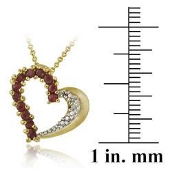 Glitzy Rocks 18k Gold over Silver Ruby and Diamond Heart Necklace Glitzy Rocks Gemstone Necklaces