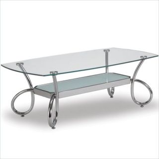 Global Furniture USA 559 Rectangular Glass Coffee Table in Chrome Finish   T559C