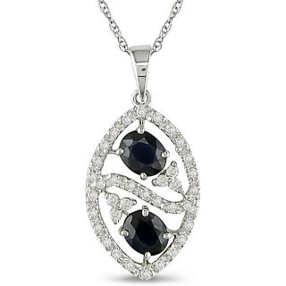 10k Gold 1/3ct TDW Diamond and Sapphire Necklace Gemstone Necklaces