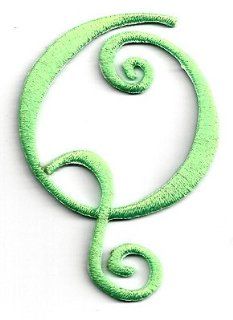 Script Letters   Lime Green Script Letter "Q"   Iron On Embroidered Applique 