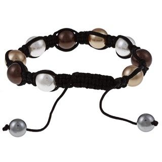 La Preciosa Created Shell Pearl Bead Black Macrame Bracelet La Preciosa Pearl Bracelets
