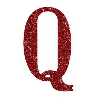 Grasslands Road 6 1/2 Inch Glitter Red Monogram Initial Ornament with Metallic Red Cord Hanger, Letter Q   Decorative Hanging Ornaments
