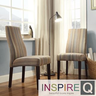 INSPIRE Q Marcey Mocha Tonal Stripe Wave Back Dining Chair (Set of 2) INSPIRE Q Dining Chairs