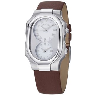 Philip Stein Women's 2 G CW CBR 'Signature' White Dial Brown Leather Strap Dual Time Watch Philip Stein Women's Philip Stein Watches