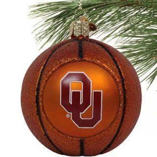 NCAA Oklahoma Sooners Glass Basketball Ornament   Ornament Hanging Stands