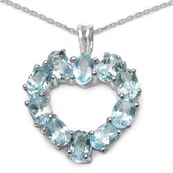 Malaika Sterling Silver Blue Topaz Silver Heart Necklace Malaika Gemstone Necklaces