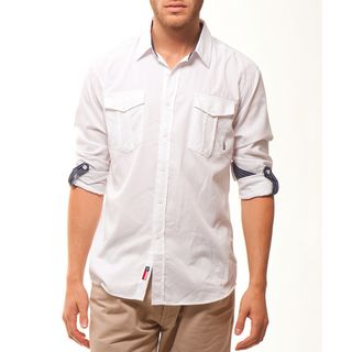 191 Unlimited Men's White Convertible Sleeve Woven Shirt 191 Unlimited Casual Shirts