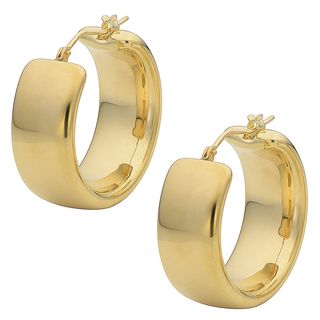 Oro Forte 14k Yellow Gold Polished Wedding Band Round Hoop Earrings Gold Earrings