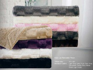 Black Deco Lux Faux Fur Reversible Throw   Throw Blankets