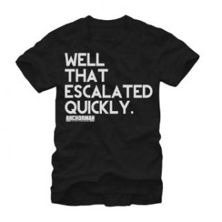 Anchorman Escalated Quickly Men's Black T shirt Movie And Tv Fan T Shirts Clothing
